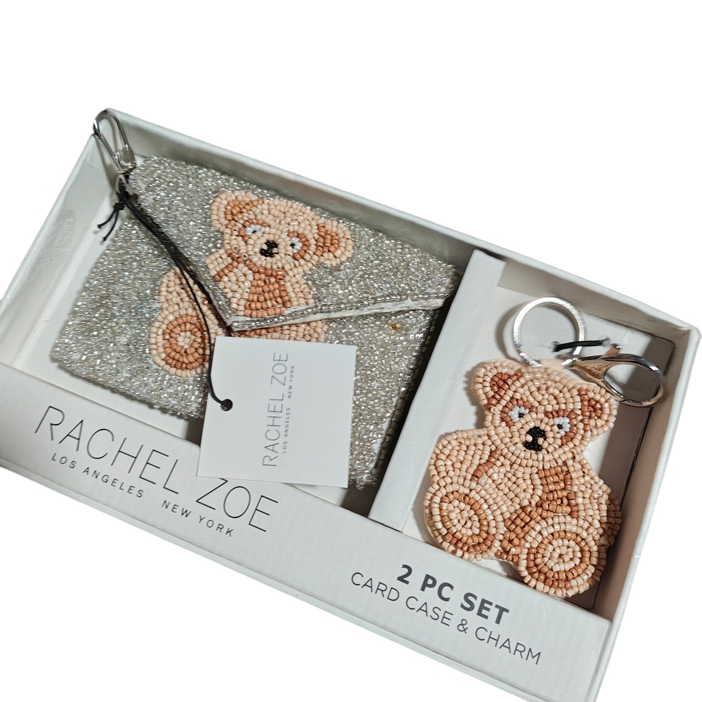 Rachel Zoe Silver and Brown Teddy Bear Card Case Set - Picture 2 of 3